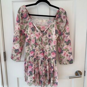 Love shack fancy Floral Pink and Green Dress